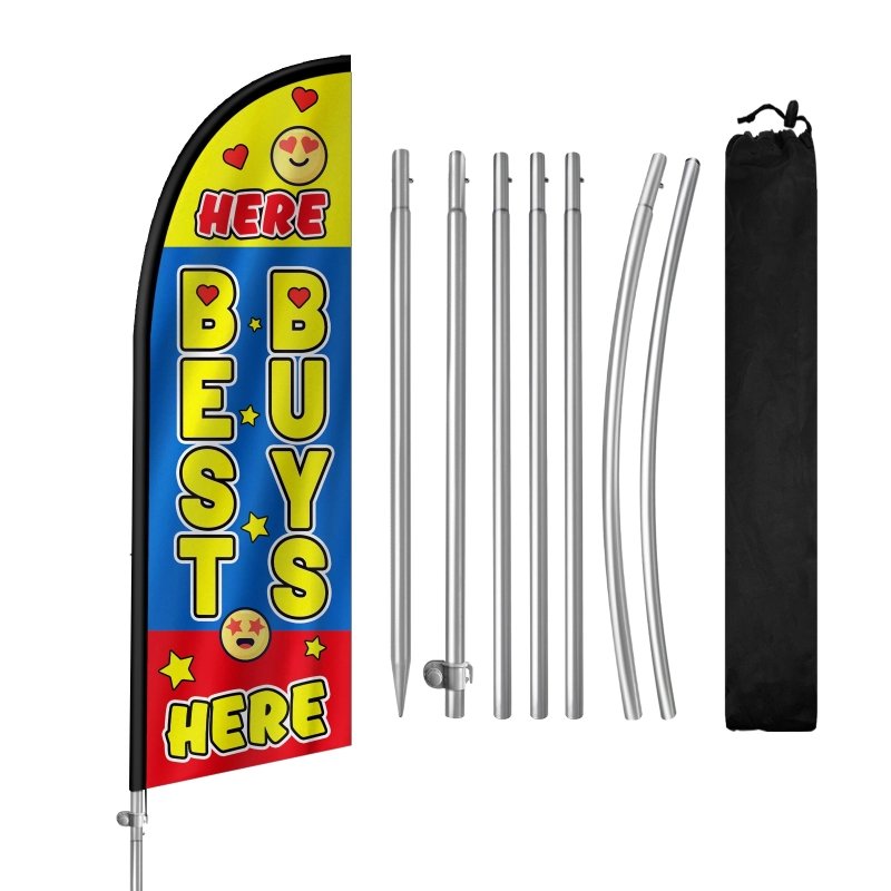 8FT Here Best Buys Here Feather Flag with Carbon Fiber Pole Kit(2m flag set)