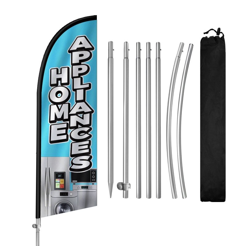 8FT Home Appliance Feather Flag with Stainless Steel Pole Kit(2m flag set)