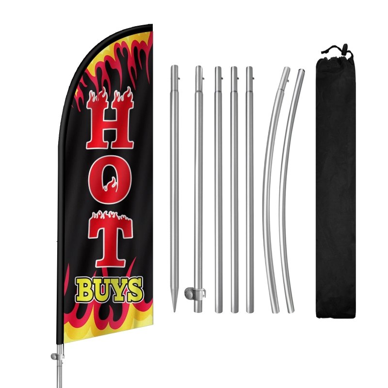 8FT Hot Buys Banner Feather Flag with Stainless Steel Pole Kit(2m flag set)