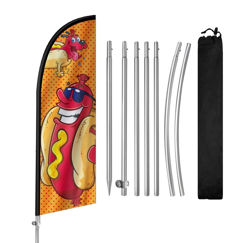 8FT Hot Dogs 02 Banner Feather Flag with Pole Kit/Ground Stake(2m flag set)