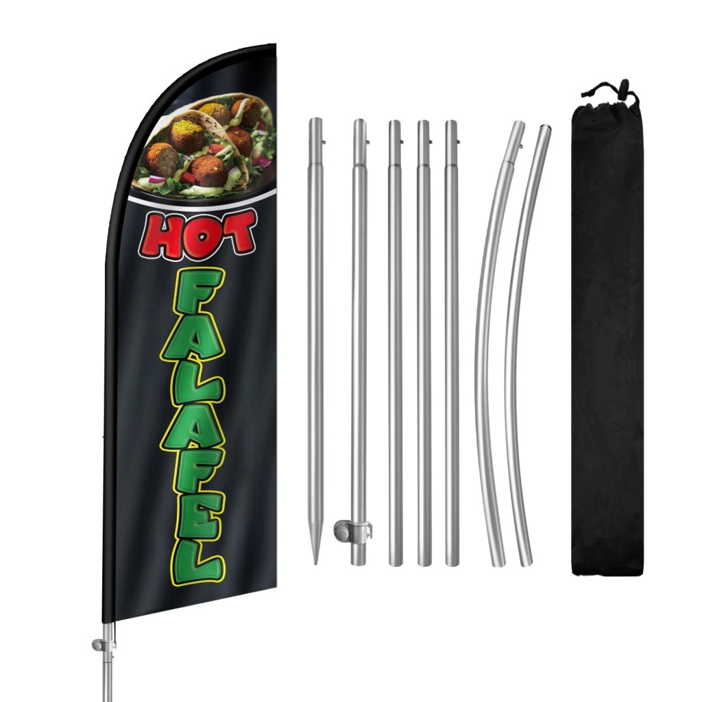 8FT Hot Falafel Feather Flag with Stainless Steel Pole Kit(2m flag set)