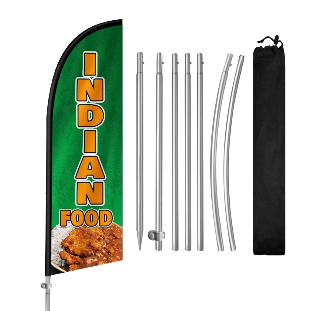 8FT Indian Food 01 Feather Flag with Stainless Steel Pole Kit(2m flag set)