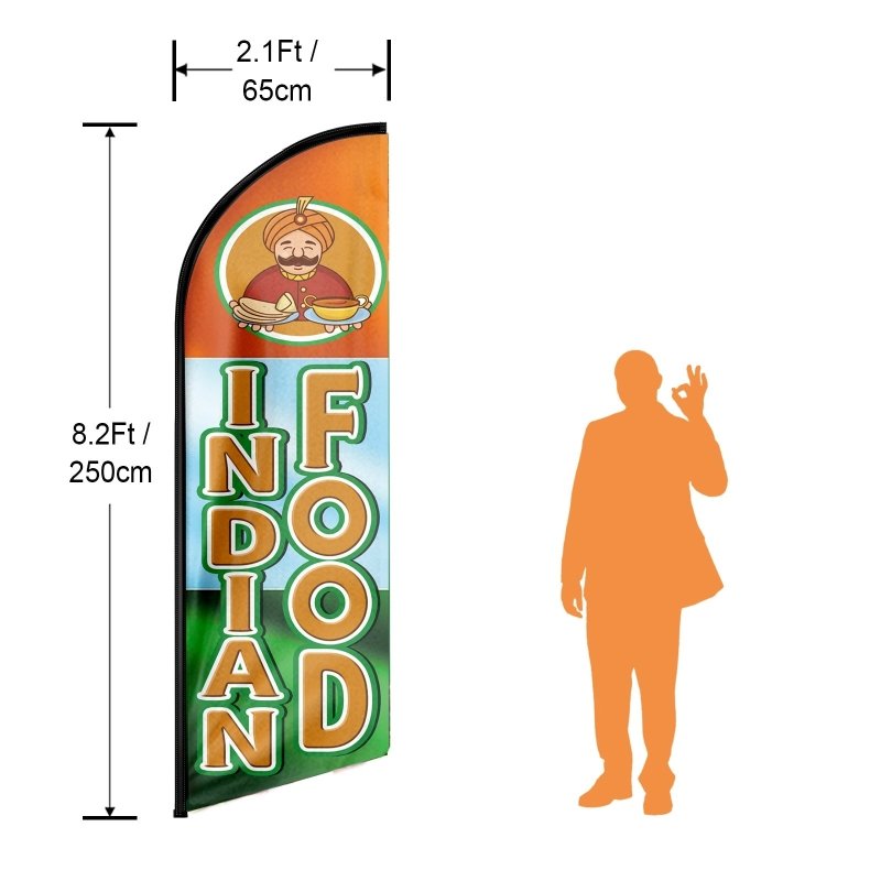 8FT Indian Food Advertising Swooper Flag (Flagpole Not Included 3.4)