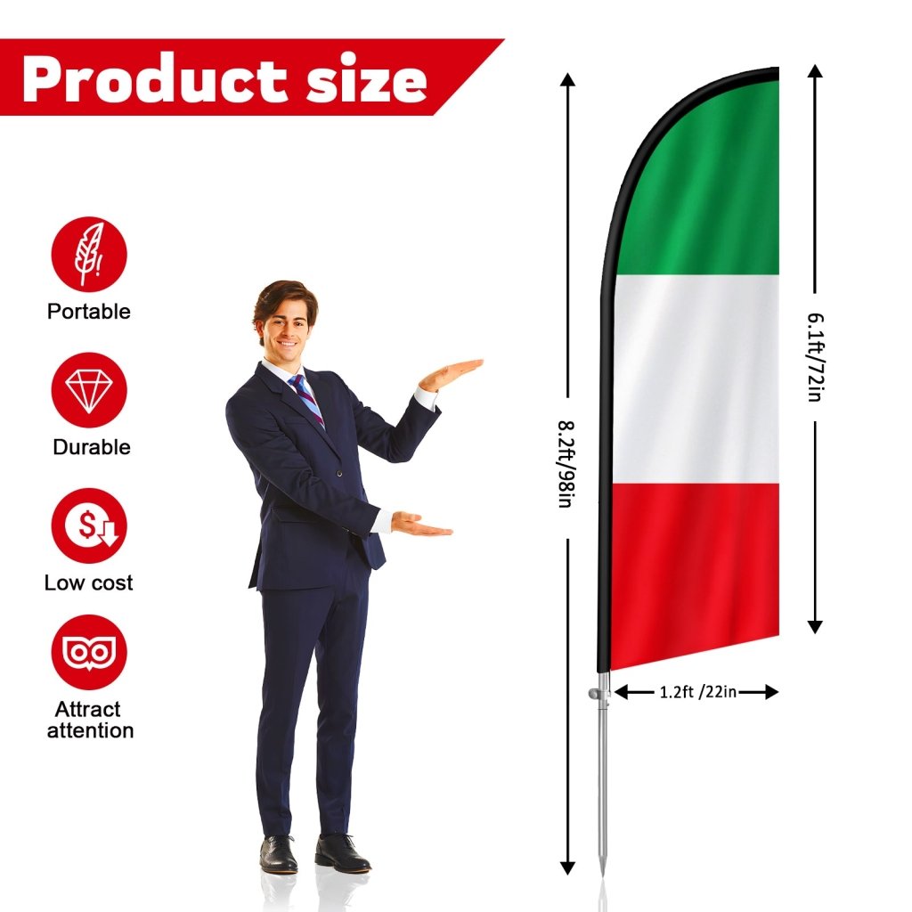 8FT Italy Feather Flag with Stainless Steel Pole Kit(2m flag set)