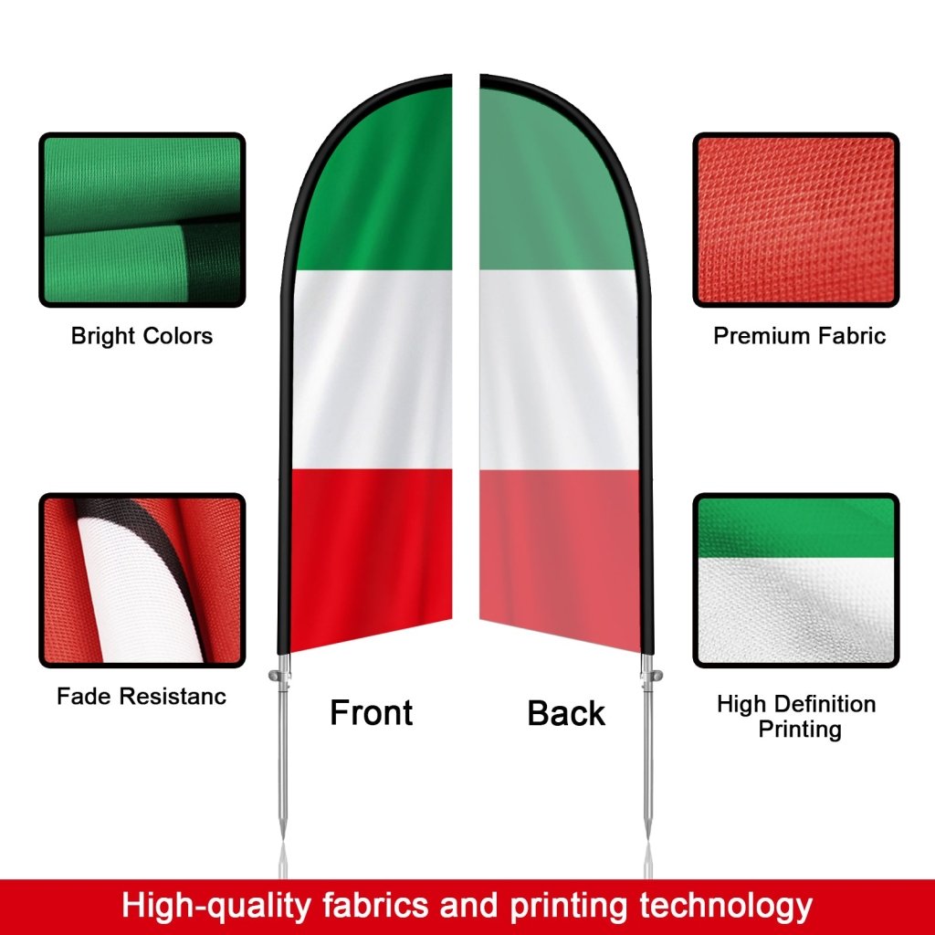 8FT Italy Feather Flag with Stainless Steel Pole Kit(2m flag set)