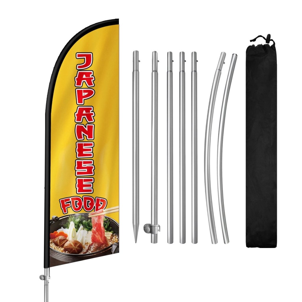 8FT Japanese Food sign Feather Flag with Stainless Steel Pole Kit(2m flag set)