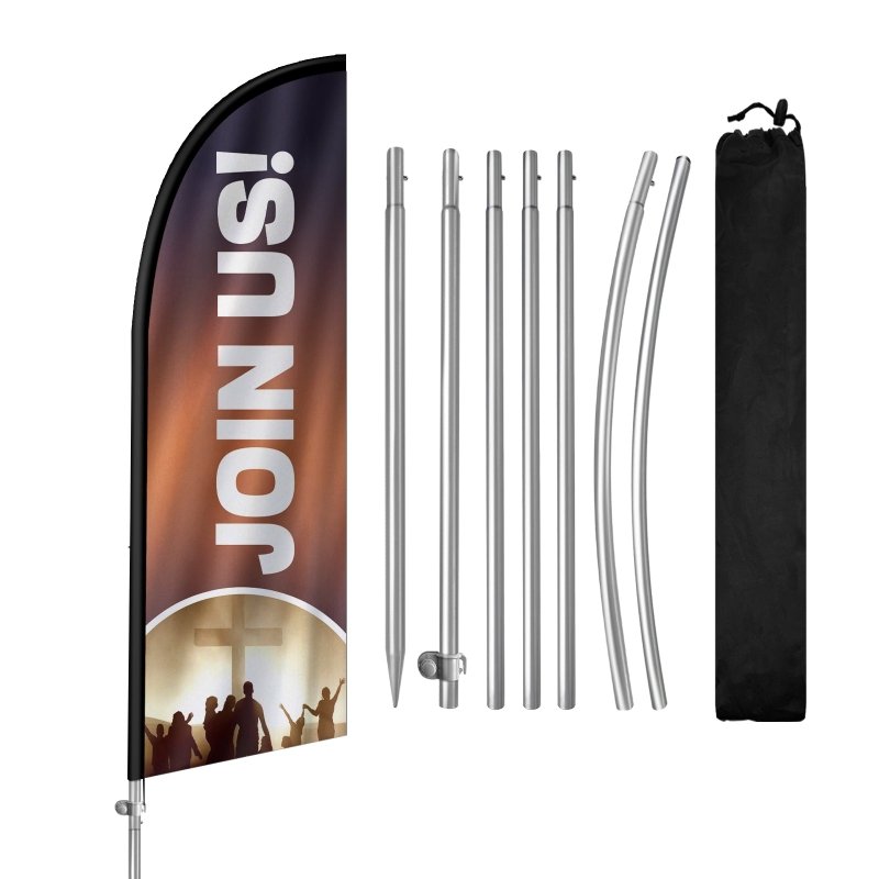 8FT Join Us Brown Feather Flag with Stainless Steel Pole Kit(2m flag set)