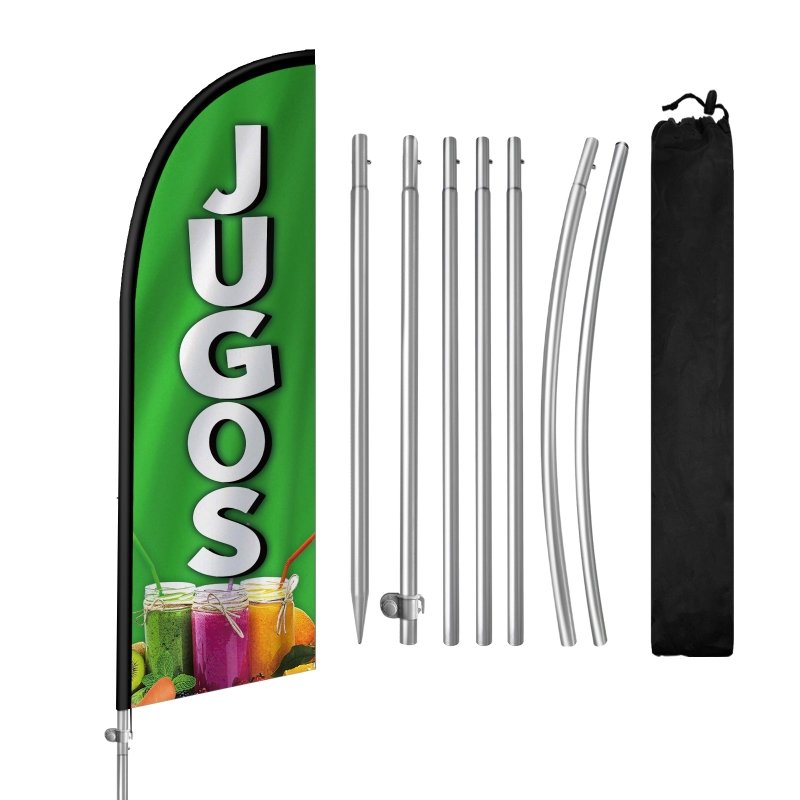 8FT Jugos Banner Feather Flag with Stainless Steel Pole Kit(2m flag set)