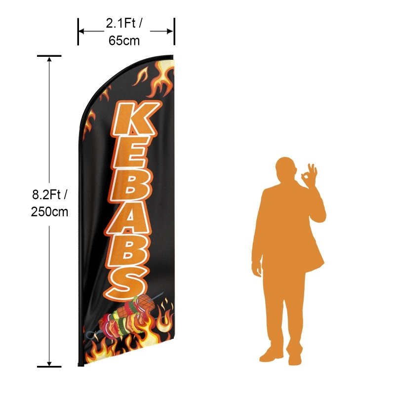 8FT Kebabs Advertising Swooper Flag (Flagpole Not Included 3.4)