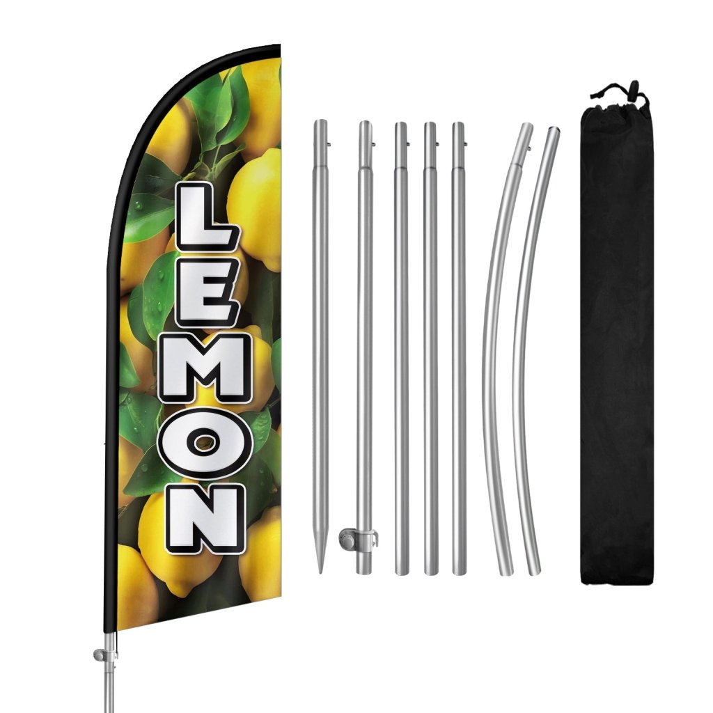 8FT Lemon Feather Flag with Stainless Steel Pole Kit(2m flag set)