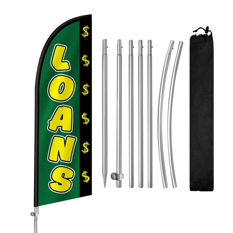 8FT Loans Banner Feather Flag with Stainless Steel Pole Kit(2m flag set)