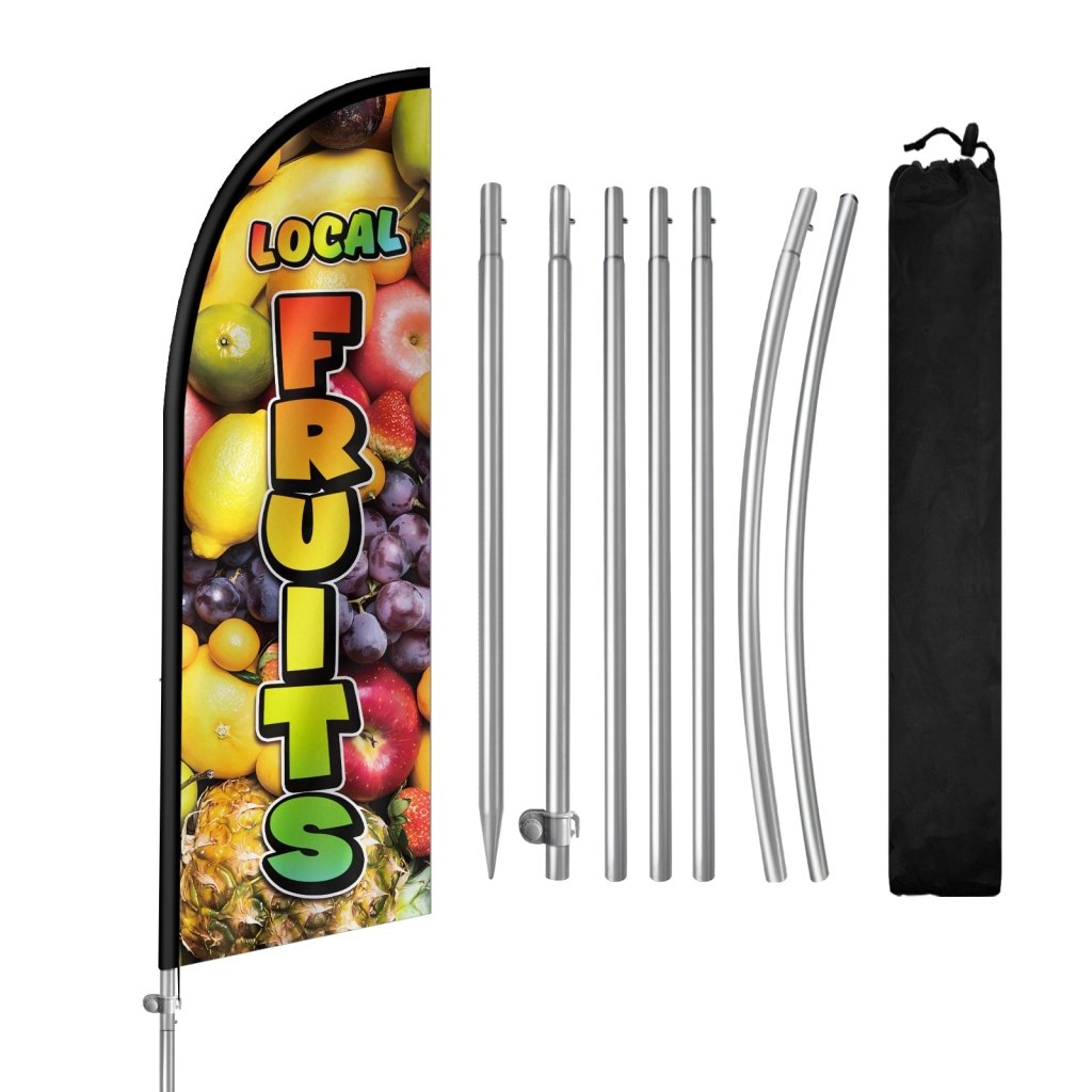 8FT Local Fruits Feather Flag with Stainless Steel Pole Kit(2m flag set)