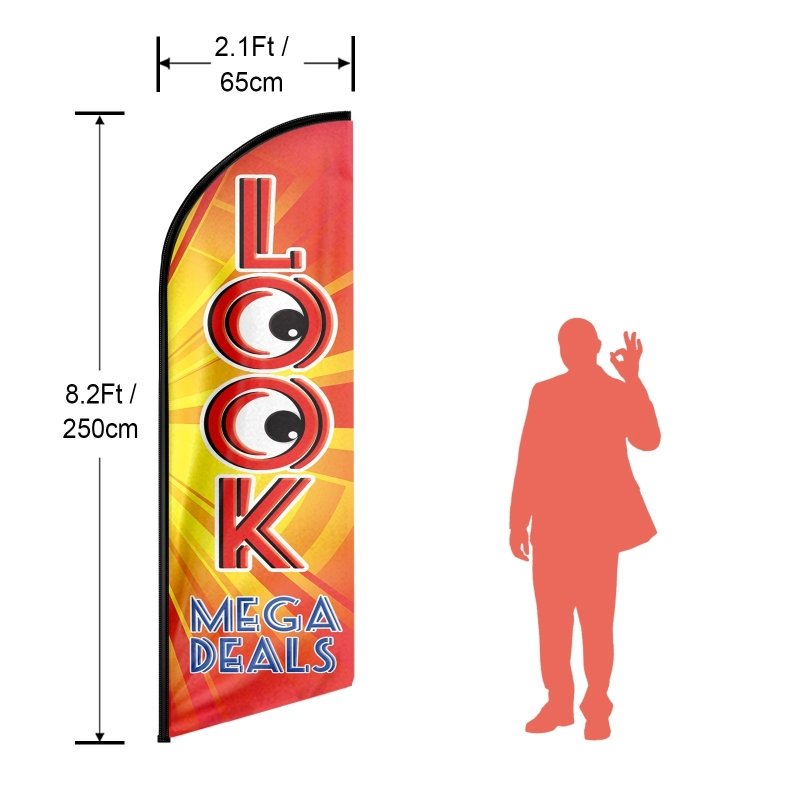 8FT Look Mega Deals Advertising Swooper Flag (Flagpole Not Included 3.4)