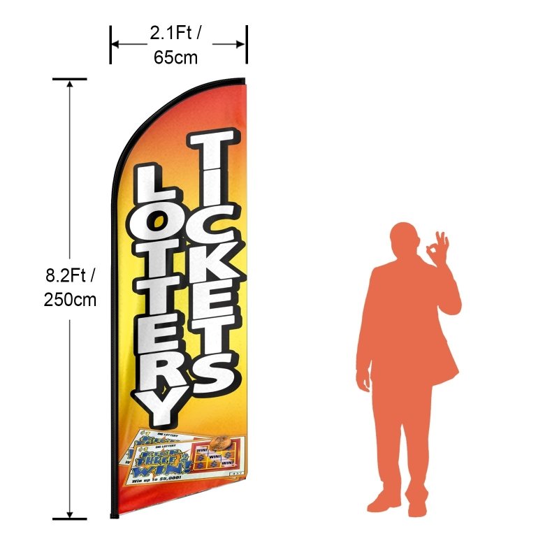 8FT Lottery Tickets Advertising Swooper Flag(Flagpole Not Included 3.4)