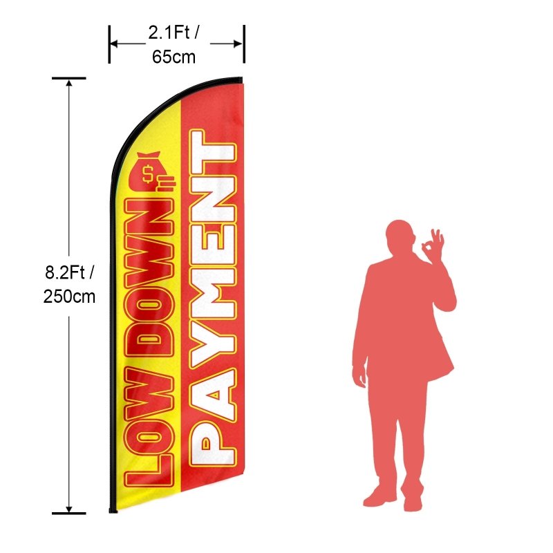 8FT Low Down Payment Advertising Swooper Flag (Flagpole Not Included 3.4)