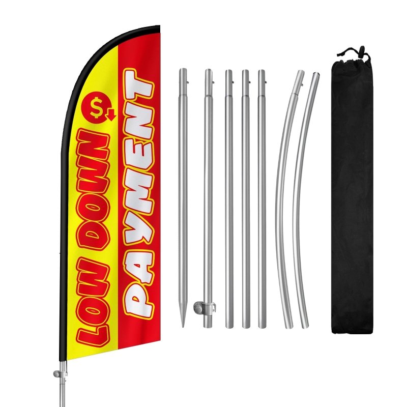 8FT Low Down Payment Banner Feather Flag with Stainless Steel Pole Kit(2m flag set)