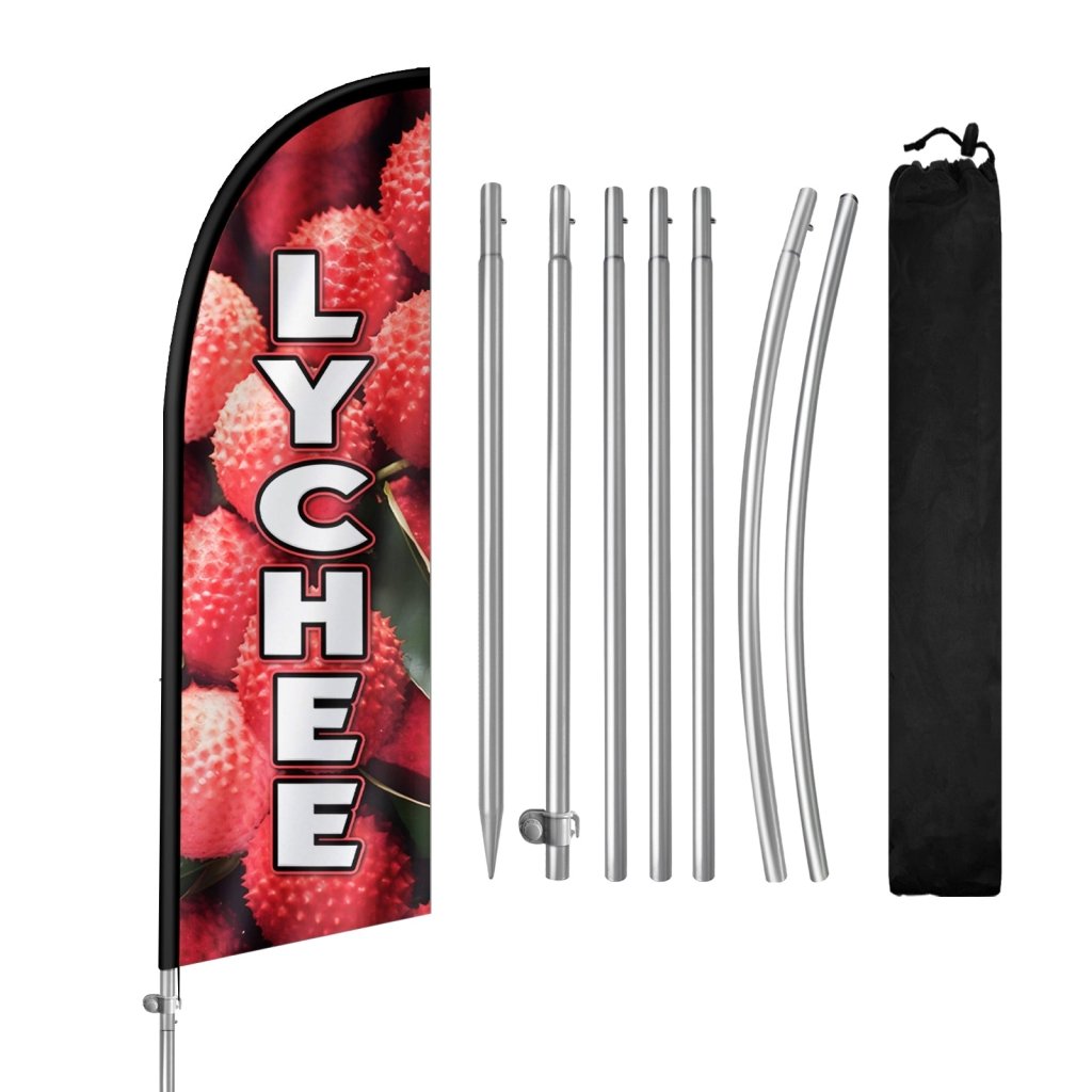 8FT Lychee Feather Flag with Stainless Steel Pole Kit(2m flag set)