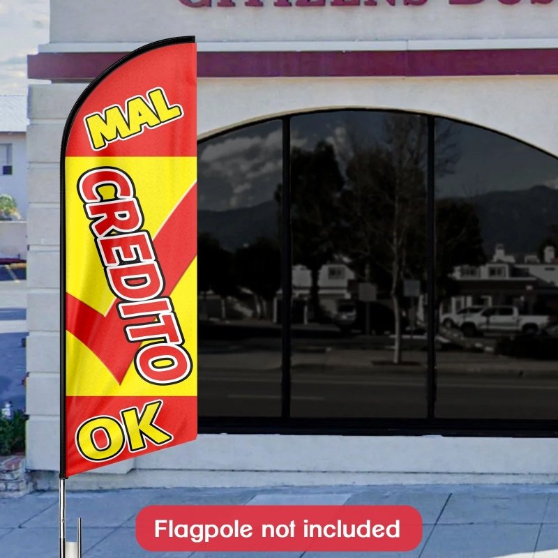 8FT Mal Credito Ok Advertising Swooper Flag (Flagpole Not Included 3.4)