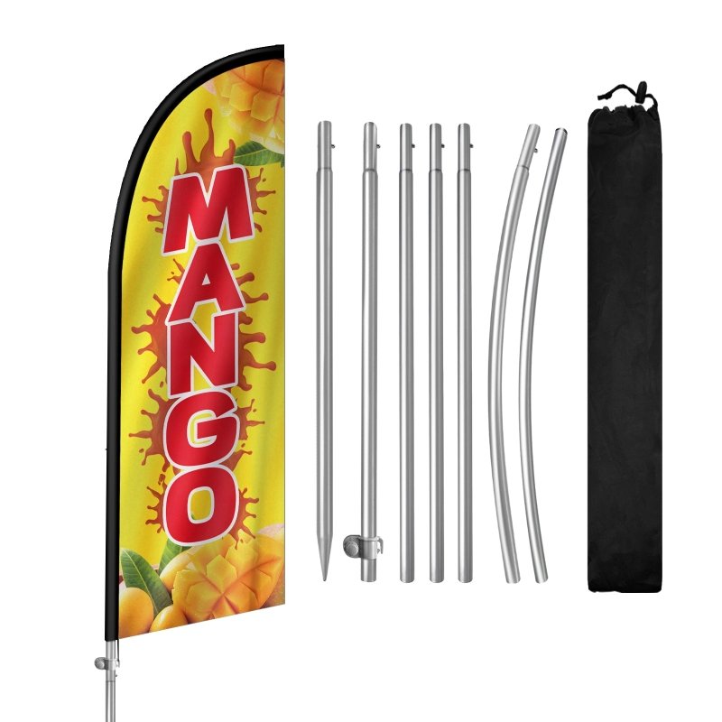 8FT Mango Banner Feather Flag with Stainless Steel Pole Kit(2m flag set)