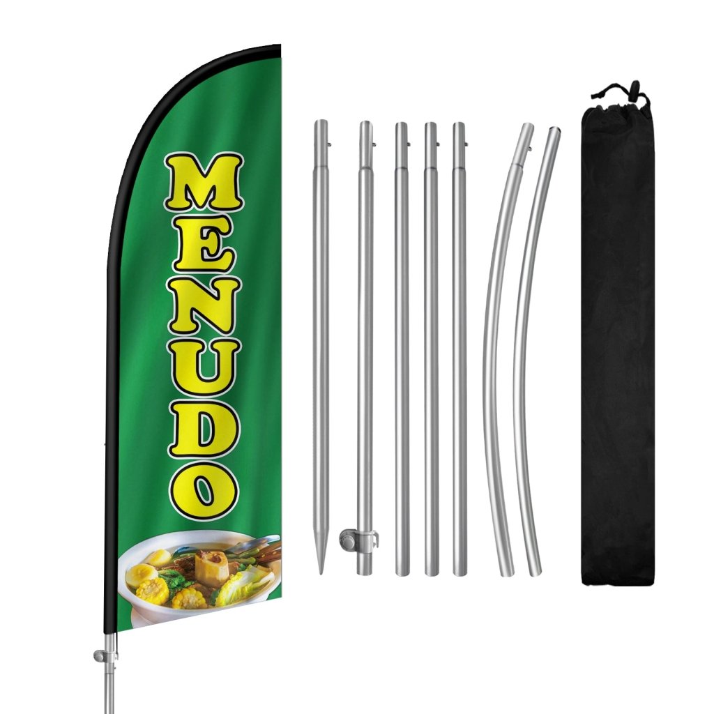 8FT Menudo 01 Feather Flag with Stainless Steel Pole Kit(2m flag set)