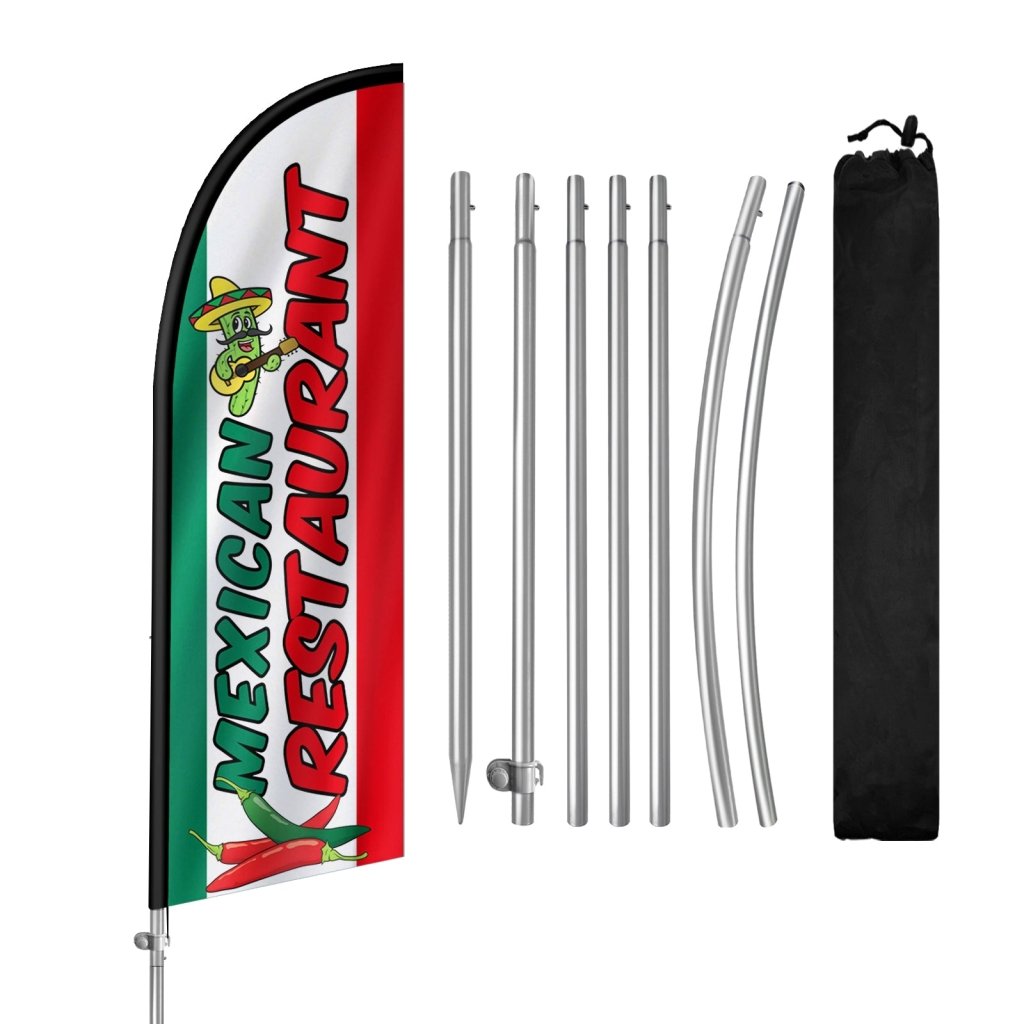 8FT Mexican Restaurant Banner 01 Feather Flag with Stainless Steel Pole Kit(2m flag set)