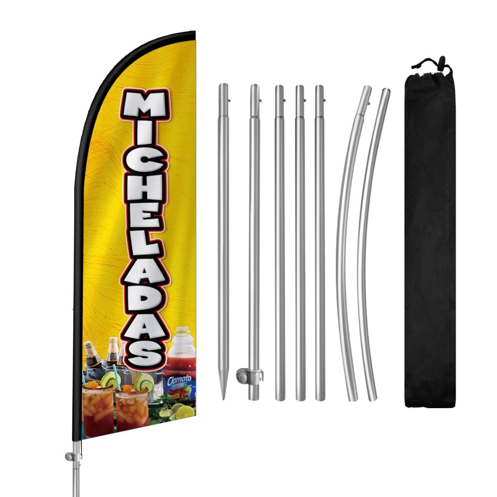 8FT Micheladas Feather Flag with Stainless Steel Pole Kit(2m flag set)