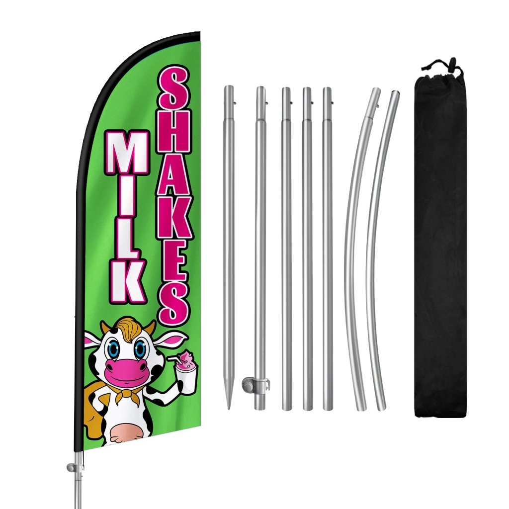 8FT Milk Shakes Feather Flag with Stainless Steel Pole Kit(2m flag set)