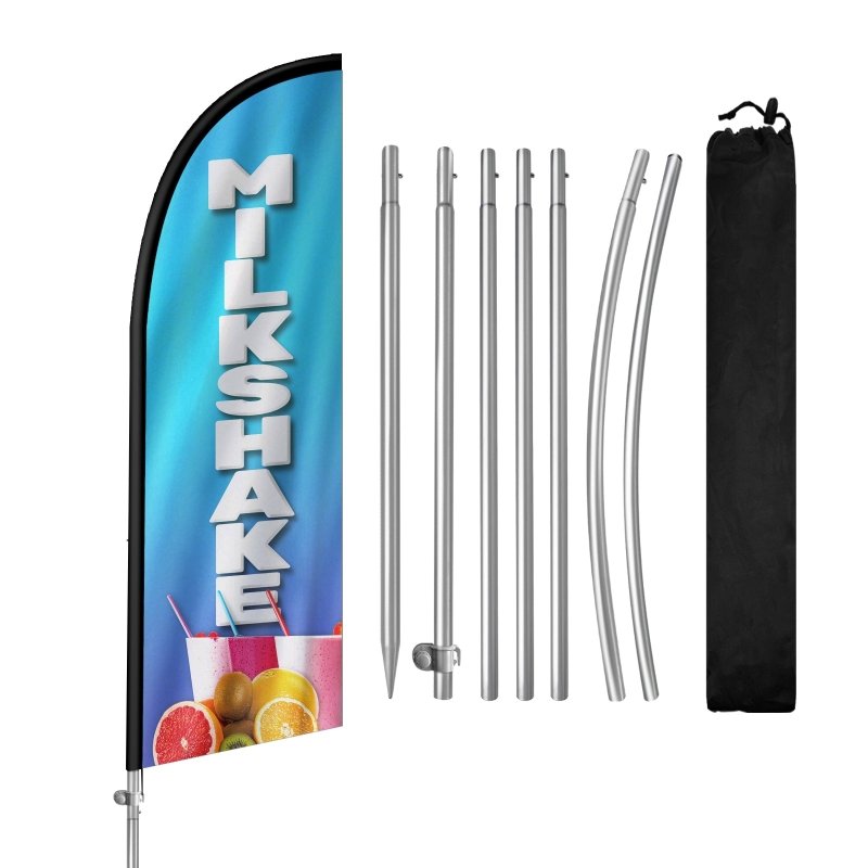 8FT Milkshake Feather Flag with Stainless Steel Pole Kit(2m flag set)