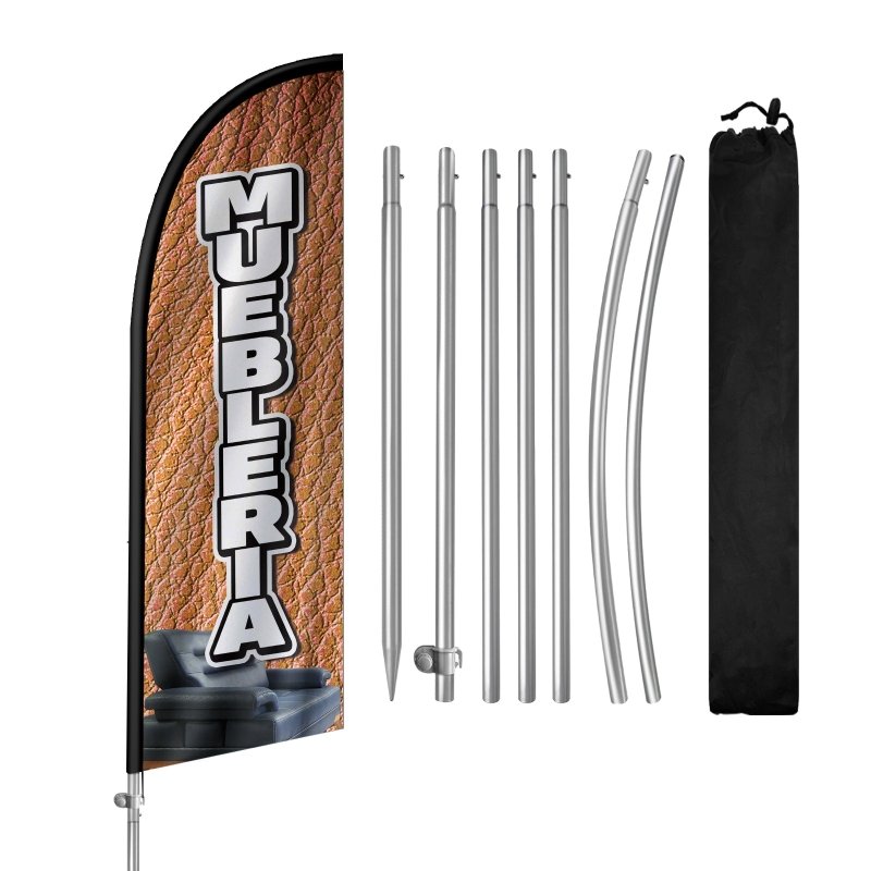 8FT Muebleria Banner Feather Flag with Stainless Steel Pole Kit(2m flag set)