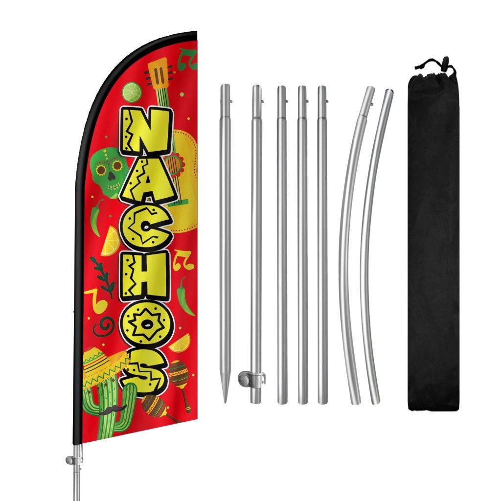 8FT Nachos Feather Flag with Stainless Steel Pole Kit(2m flag set)