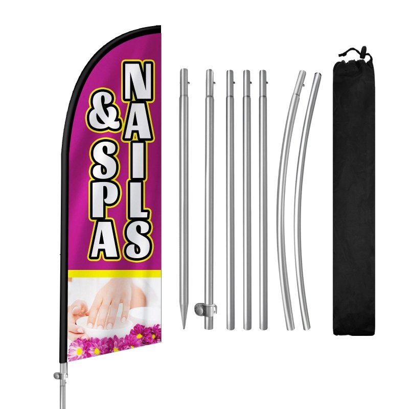 8FT Nails & Spa Feather Flag with Stainless Steel Pole Kit(2m flag set)