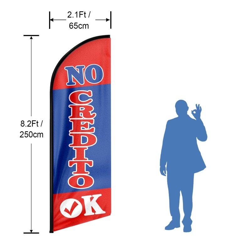 8FT No Credito Ok Advertising Swooper Flag (Flagpole Not Included 3.4)