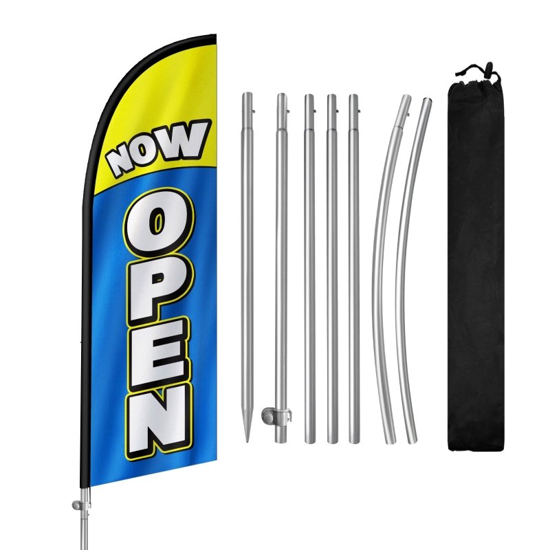 8FT Now Open 01 Feather Flag with Carbon Fiber Pole Kit(2m flag set)