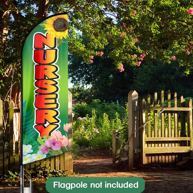 8FT Nursery Advertising Swooper Flag(Flagpole Not Included 3.4)