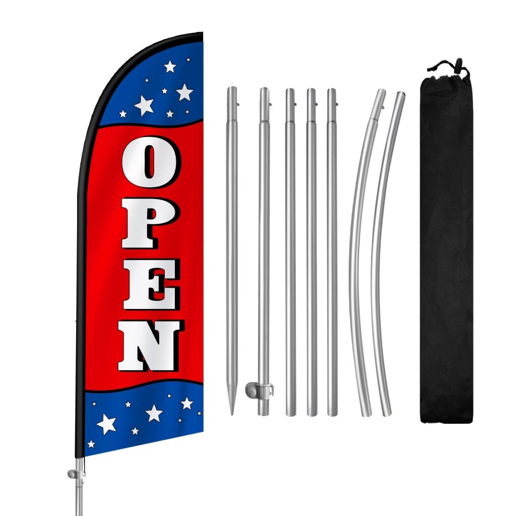 8FT Open Feather Flag with Stainless Steel Pole Kit(2m flag set)