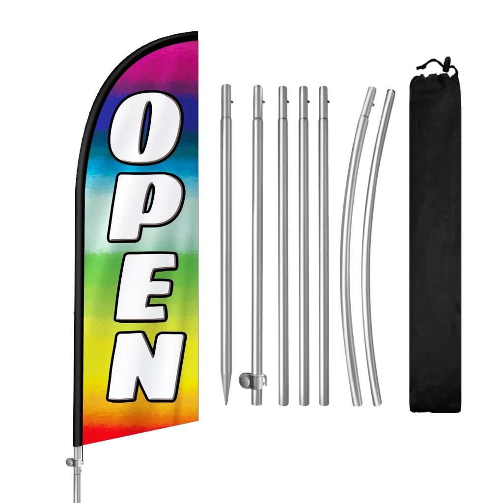 8FT Open Feather Flag with Stainless Steel Pole Kit(2m flag set)