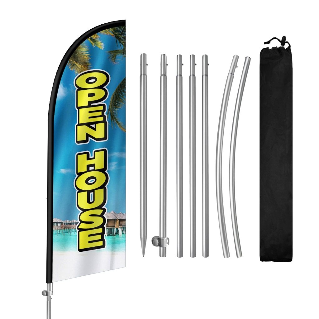 8FT Open House 02 Feather Flag with Stainless Steel Pole Kit/Ground Stake(2m flag set)