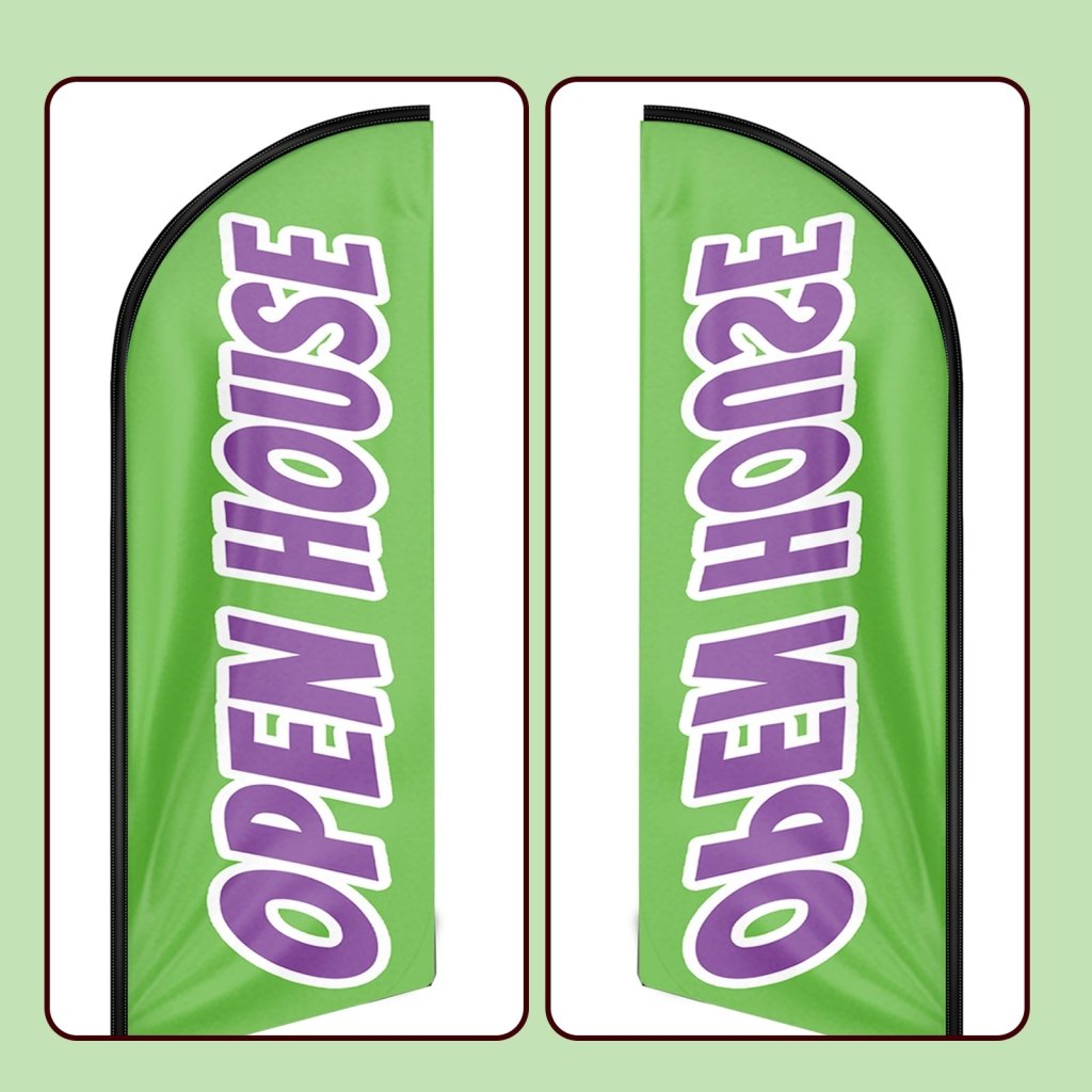 8FT Open House Green&Purple Swooper Flag(Flagpole Not Included 3.4)