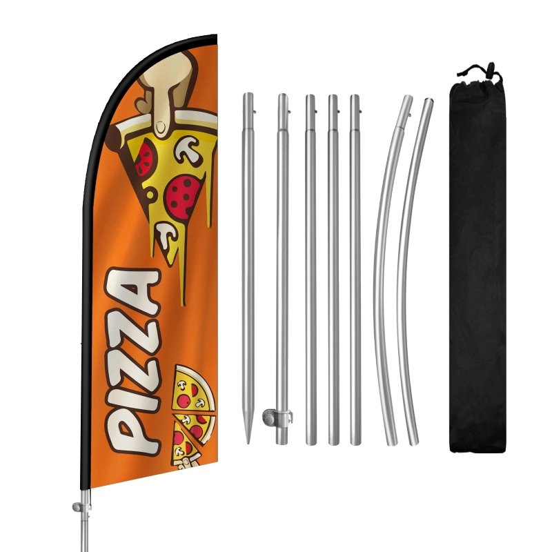 8FT Orange 01 Pizza Banner Feather Flag Pole Kit(2m flag set)