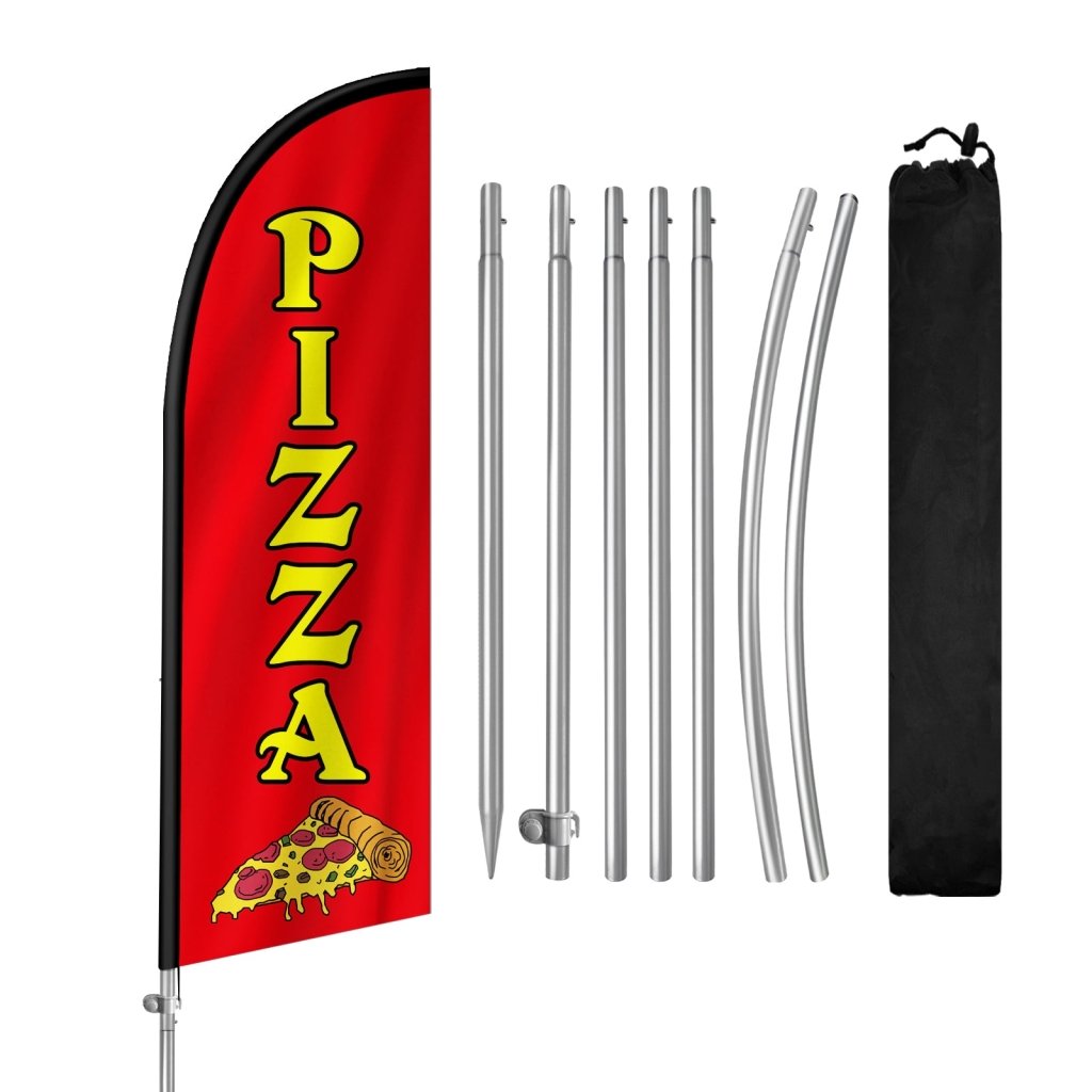 8FT Orange 04 Pizza Banner Feather Flag Pole Kit(2m flag set)