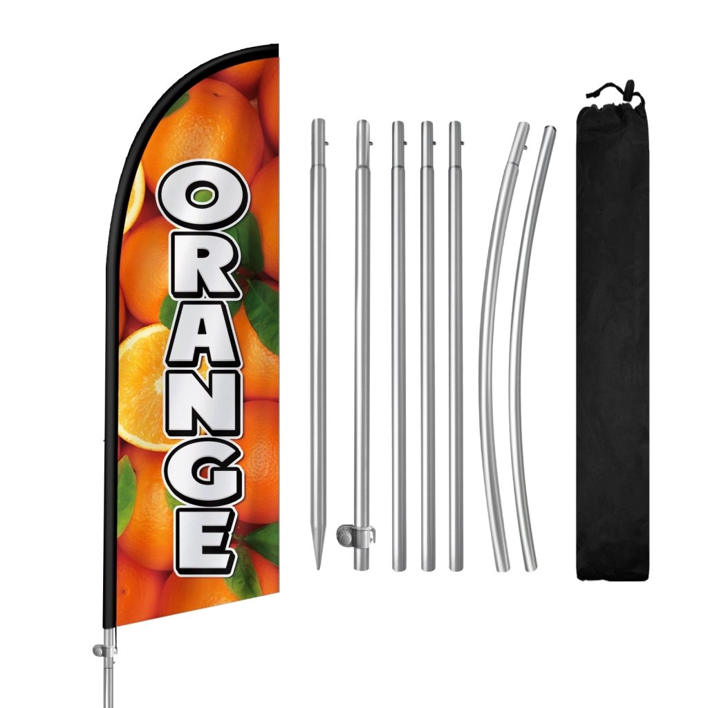 8FT Orange Feather Flag with Stainless Steel Pole Kit(2m flag set)