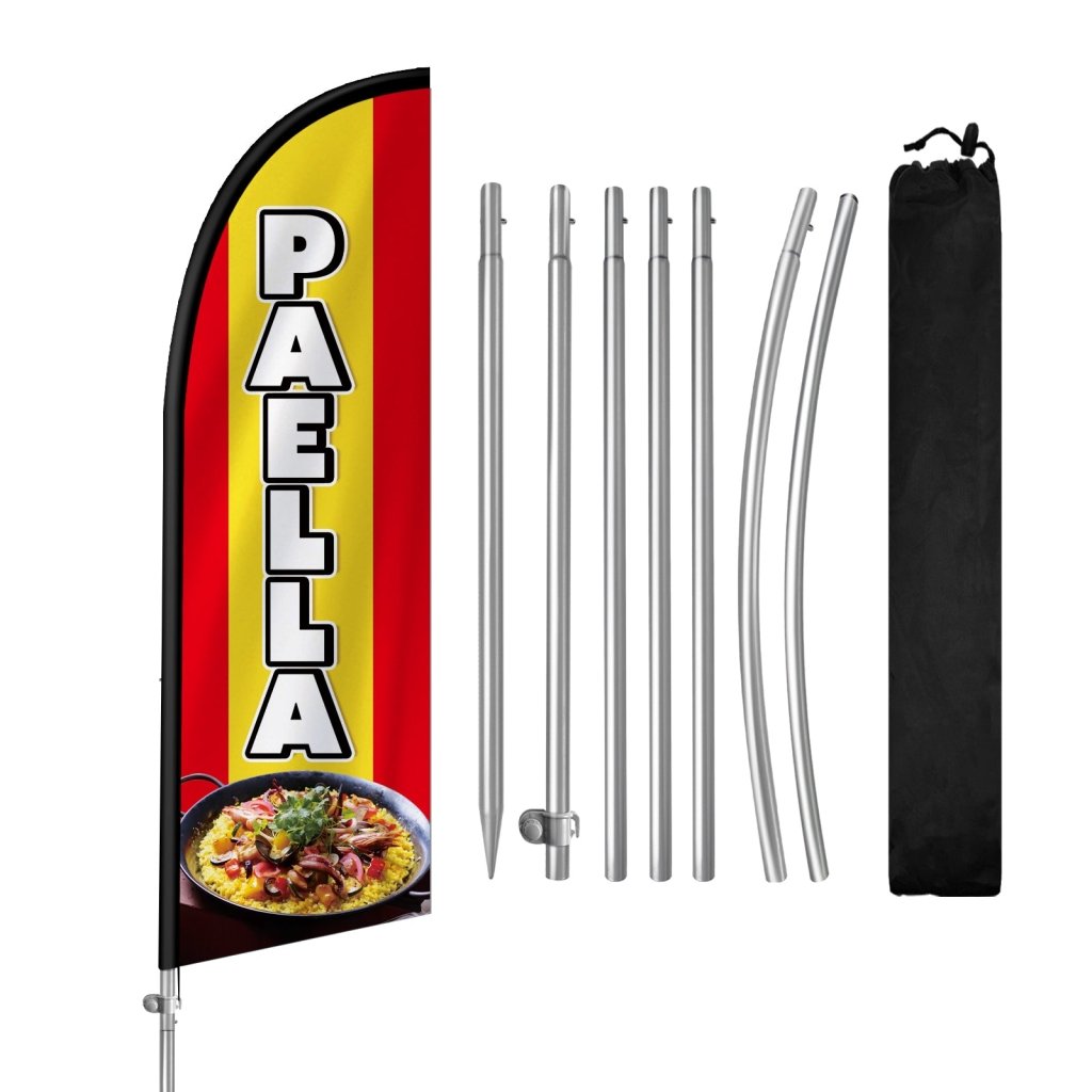 8FT Paella Feather Flag with Stainless Steel Pole Kit(2m flag set)