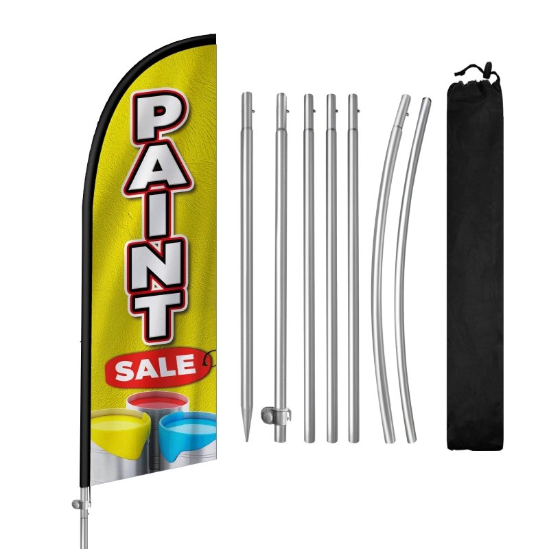 8FT Paint Sale Banner Feather Flag with Stainless Steel Pole Kit(2m flag set)