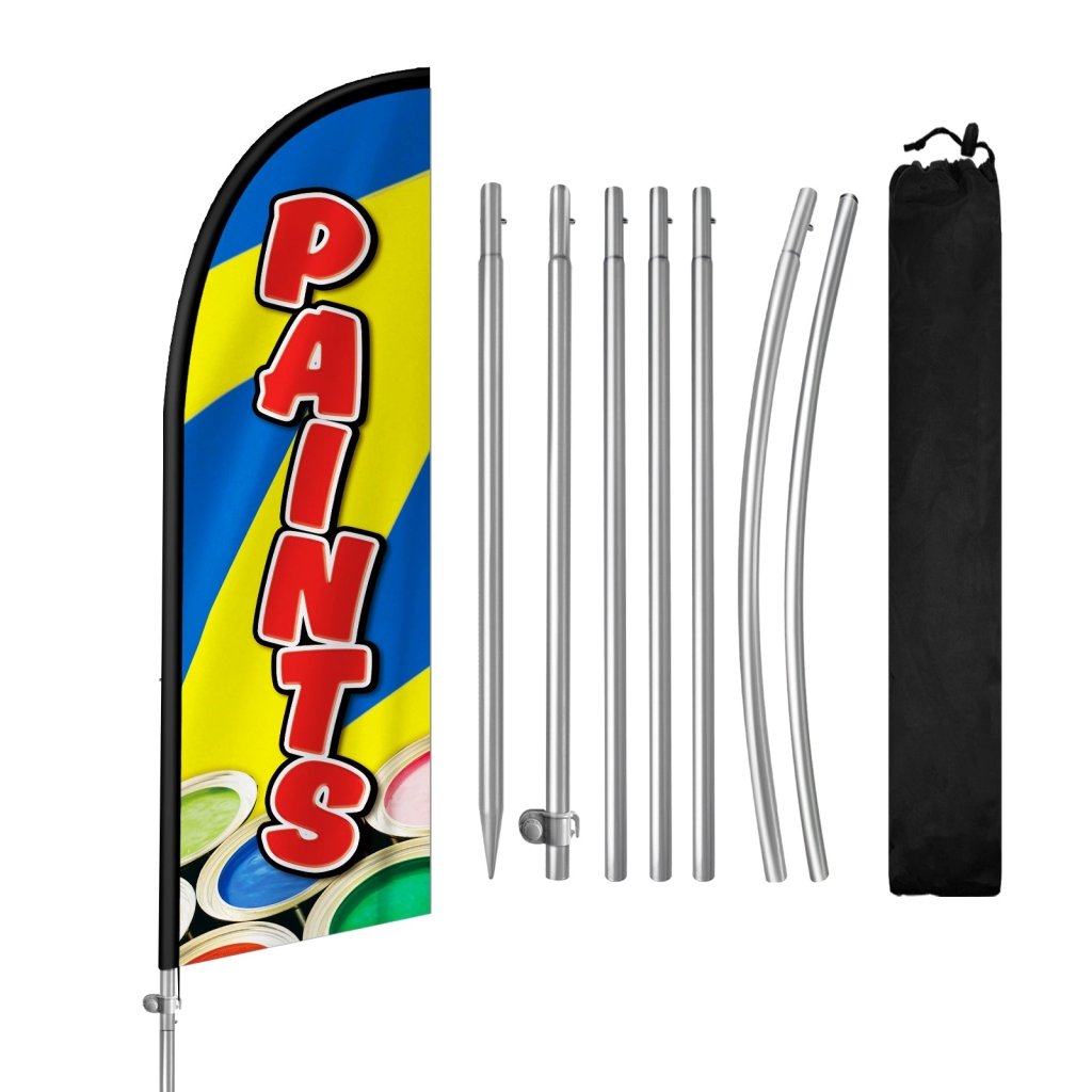 8FT Paints Banner Feather Flag with Stainless Steel Pole Kit(2m flag set)