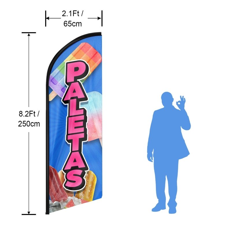 8FT Paletas Advertising Swooper Flag (Flagpole Not Included 3.4)