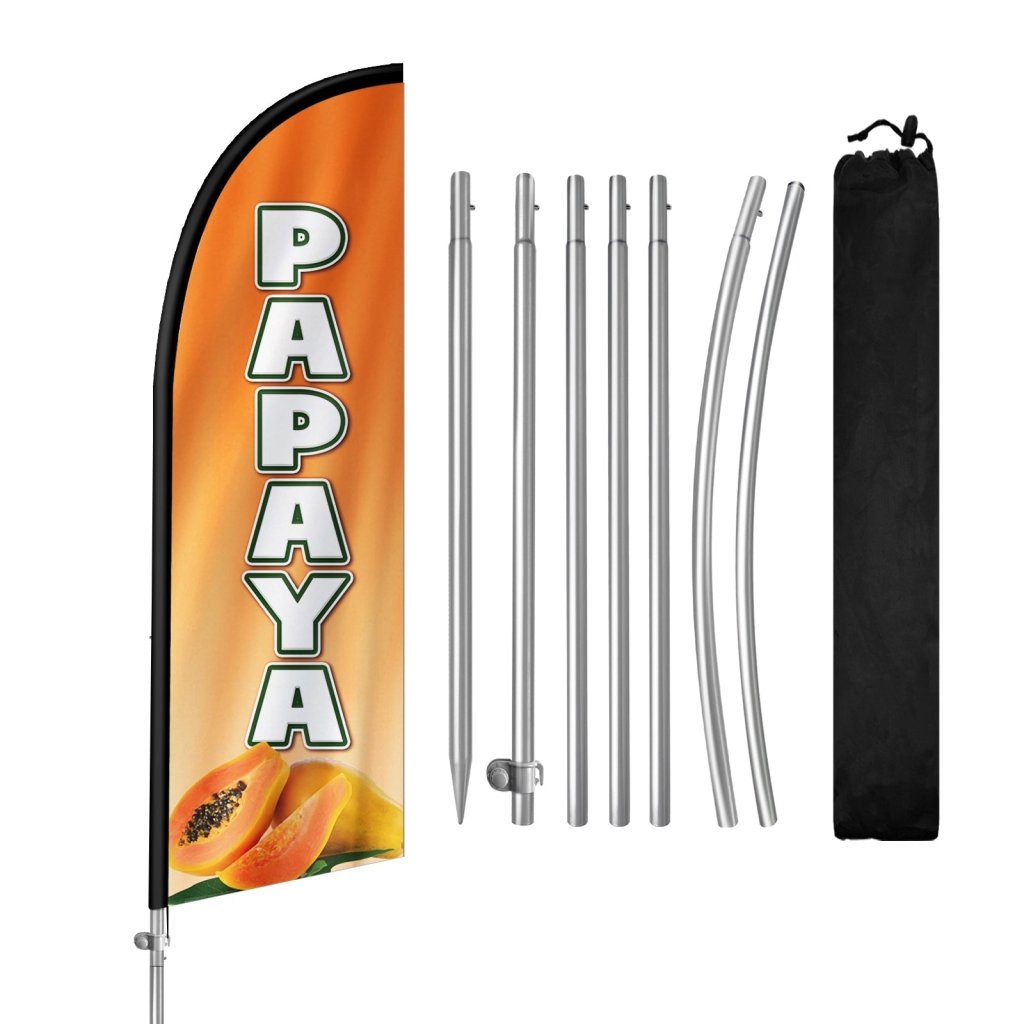 8FT Papaya Feather Flag with Stainless Steel Pole Kit(2m flag set)