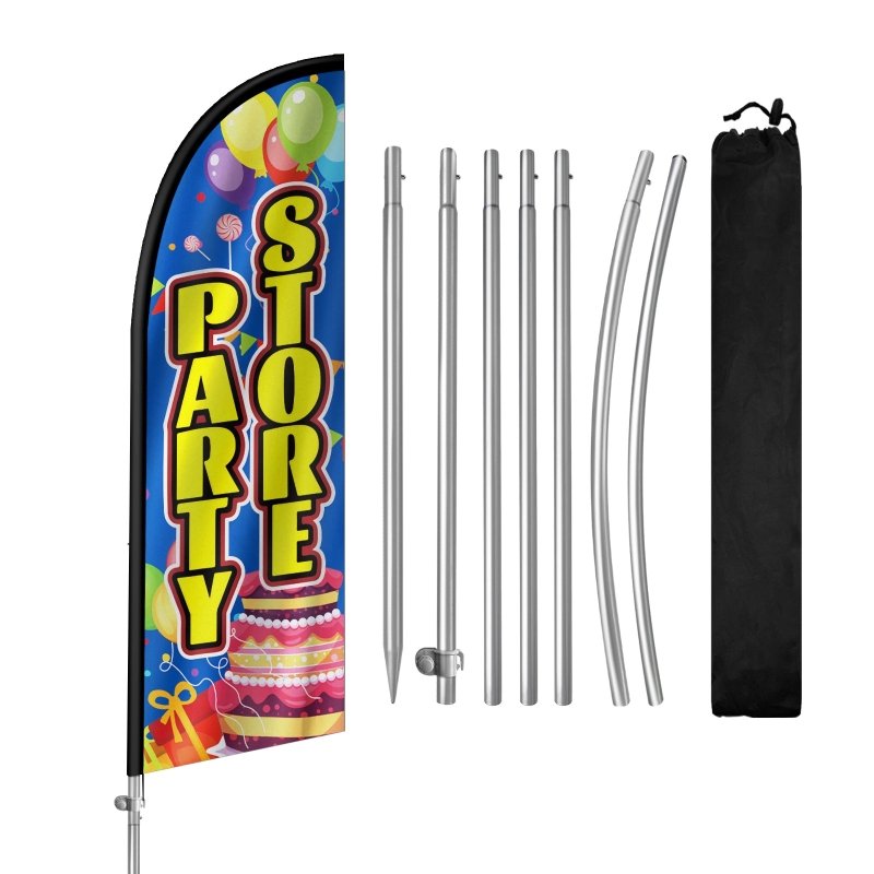 8FT Party Store Banner Feather Flag with Stainless Steel Pole Kit/Ground Stake(2m flag set)