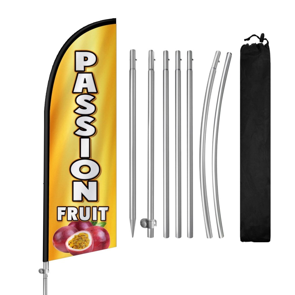 8FT Passion Fruit Feather Flag with Stainless Steel Pole Kit(2m flag set)