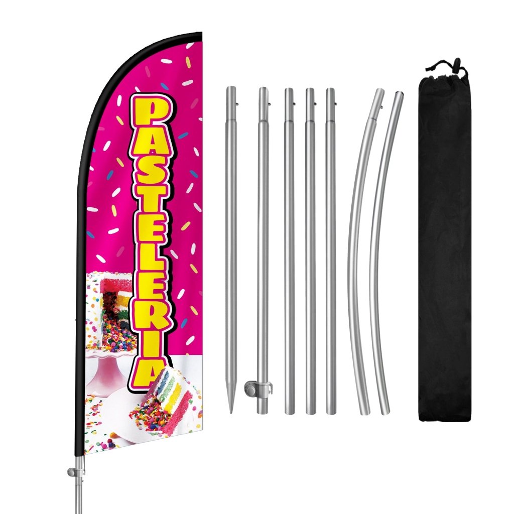 8FT Pasteleria Banner Feather Flag with Stainless Steel Pole Kit(2m flag set)