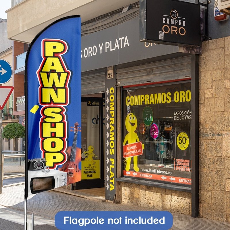 8FT Pawn Shop Advertising Swooper Flag (Flagpole Not Included 3.4)